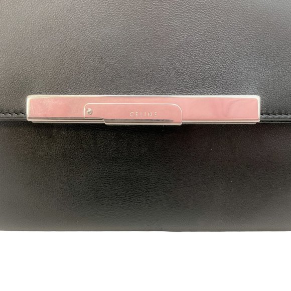 Celine Black Leather Large Fold Over Clutch - Picture 5 of 12